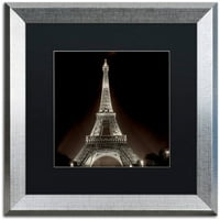 Védjegy képzőművészet Tour Eiffel II vászon művészet Alan Blaustein, fekete matt, ezüst keret