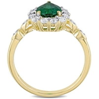 Miabella női 1- CT-t készített smaragd fehér topaz és gyémánt akcentus 10KT sárga arany halo gyűrű