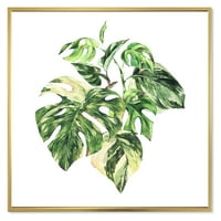 Designart 'Trópusi zöld levelek fehéren a nyári időkben I' Trópusi keretes vászon fali művészet nyomtatás