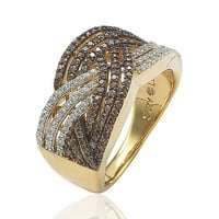 Arany sterling ezüstbarna köbös cirkónium -keresztező gyűrű