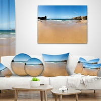 Designart Calm Sandy Coastline Panorama - Túlméretes strand dobás párna - 18x18