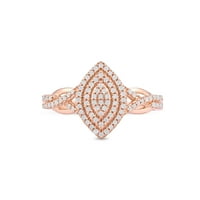 1 4ct TW Diamond 10K Rose Gold Marquise alakú klaszter halo gyűrű