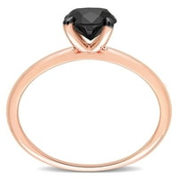 Miabella női 1- Carat T.W. Fekete gyémánt 10KT rózsa arany pasziánsz eljegyzési gyűrű