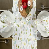 Kortárs otthoni nappali készlet karácsonyi Fehér, zöld és kék asztal téglalap alakú futó, 72
