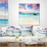 Designart egzotikus tengerpart naplemente a kék tenger felett - Seascape Dobás párna - 18x18