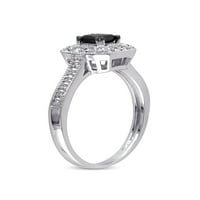 Carat T.W. Hercegnő és kerek vágott fekete-fehér gyémánt 10KT fehér arany eljegyzési gyűrű