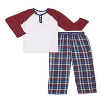Hangulatos dugók fiúk termikus felső és flanel alsó 2-darab pizsama méretűek 4-14
