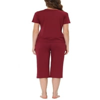 Egyedi olcsó nők társalgó pizsama kerek nyaki capri éjszakai ruházat pj sleepwear készletek