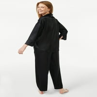 Joyspun női szatén pizsama alváskészlet, 2 darab, S méret S-3X