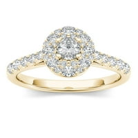 Imperial 1 4ct TDW Diamond 14K Sárga arany ovális gyémánt halo eljegyzési gyűrű