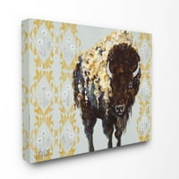 Stupell Industries arany bivaly -állati mintázat szürke festmény vászon falfestmény, Stephanie Aguilar, 24 30