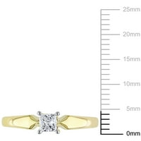 Miabella női karátos T.W. Hercegnő-vágott gyémánt 10KT sárga arany pasziánsz eljegyzési gyűrű