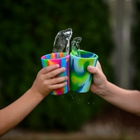 Silipint: Szilikon gyerekek 8oz szalmaszámlók: - Sugar Rush, Aurora & Aqua - Unrosbable Cups, légmentesen kiemelkedő fedél