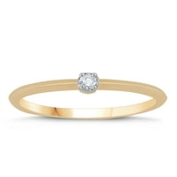 10K sárga arany kerek gyémánt akcentus vékony verem gyűrű