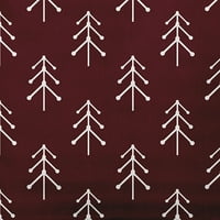 Egyszerűen százszorszép karácsonyi burgandy színű mintás fák téli puha fonott poliészter dekoratív dobási párna, 20 20