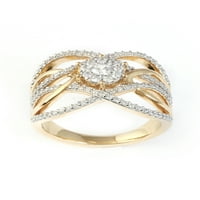 Imperial 10K sárga arany ct tw gyémánt klaszter bypass divatgyűrű