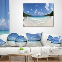 Designart Blue Seychelles Island Panorama - Seascape Dobás Párna - 18x18