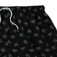 Umbro Boys logója rövid ujjú póló, kocogók és rövidnadrág pizsama szett, 3 darab, méret 4-14.