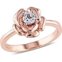 Carat T.G.W. Létrehozta a fehér zafír rózsaszín ródiumot ezüst virággyűrű felett