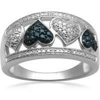 Carat T.W. Fehér és kék gyémánt sterling ezüst divatgyűrű