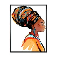 Designart 'Afro American Woman Turban i' Modern keretes vászon fali művészet nyomtatás