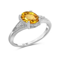 JewelersClub Citrine Ring Birthstone Jewelry - 1. Karát -citrin 0. Sterling ezüst gyűrűs ékszerek fehér gyémánt akcentussal -