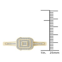 Carat T.W. Diamond Double Halo klaszter 10KT sárga arany eljegyzési gyűrű