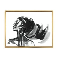 Designart 'Afrikai -amerikai nő fekete -fehér portréja IV' Modern keretes vászon fal art nyomtatás