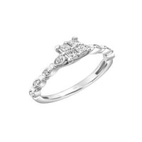 KEARTAKE 1 3CT TW hercegnő-vágású gyémánt 10KT fehér arany eljegyzési gyűrű