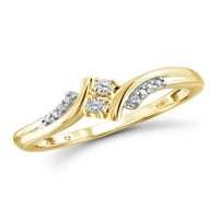 Carat T.W. Kerek vágott fehér gyémánt 10 kt sárga arany kétköves gyűrű