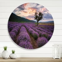 Designart 'Levendula mező a Sunrise III' parasztház Circle Metal Wall Art - 23 -as lemez