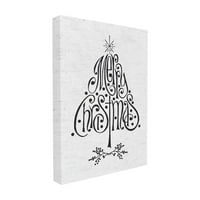A Stupell Lakberendezési gyűjtemény ünnep Boldog Karácsonyt Fekete-fehér tipográfia fa feszített vászon fal művészet, 1. 20