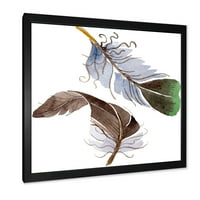 Designart 'Absztrakt zöld madár toll a szárnyról' bohém és eklektikus keretes művészet nyomtatás