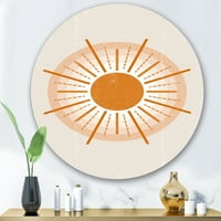 Designart 'narancssárga sugárzó nap II' Modern kör fém fal Art-lemez 36