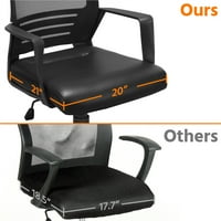 EasyFashion Midback ergonómikus irodai szék fau bőr üléssel, 2 -es készlet, fekete