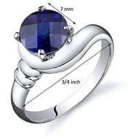 1. A CT Round Blue Sapphire Solitaire Ring Sterling ezüstben létrehozott