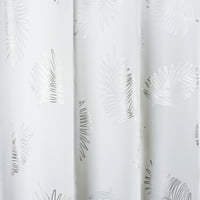 Csillogó trópusi monstera fémes nyomtatott zuhanyfüggönyök fürdőszobához, fehér, 72 x72