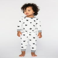 Kis csillag organikus baba- és kisgyermek lányok vagy fiúk fényes fitt hosszú ujjú pizsamák, 4 darabos készlet