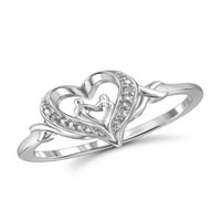 JewelersClub anya gyűrű ezüst gyűrű nőknek - Fehér gyémánt akcentusok anya lánya gyűrű - anyák napi ajándékok gyűrűk