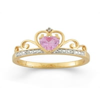 Létrehozott rózsaszín zafír tiara szívgyűrű aranyban ezüst felett