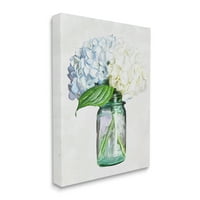 Stupell Fehér Kék Hortenzia Jar Bouquet Botanikai & Virágos Festmény Galéria Csomagolt Vászon Nyomtatás Wall Art