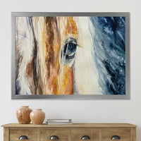Designart 'Absztrakt közeli kép egy gyönyörű lovak szem I' parasztház keretes művészeti nyomtatás