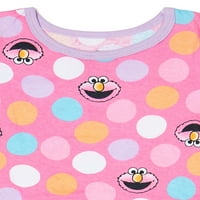 Elmo baba és kisgyermek lány póló, rövid és nadrág pizsama szett, 4 darab, méretek 12m-4t