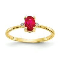 Ősi arany karátos sárga arany valódi gyémánt és rubin Birthstone gyűrű