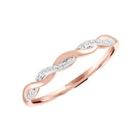 Brilliance Fine Jewelry 14KT rózsa aranyozott valódi gyémánt akcentus egymásra rakható gyűrű