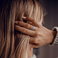 Miabella női 2- Karáttott Blue Sapphire Sterling ezüst félig állandó évforduló gyűrű