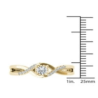 Carat T.W. Gyémánt keresztelő szár klaszter 10KT sárga arany eljegyzési gyűrű