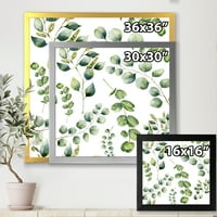 Designart 'Green Eucalyptus növényi ágak III' Hagyományos keretes művészeti nyomtatás