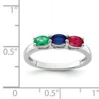 Primal ezüst sterling ezüst ródiummal bevont smaragd, rubin és zafír gyűrű