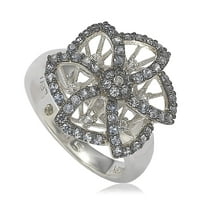 Kollekció sterling ezüst zafír és gyémánt absztrakt virággyűrű